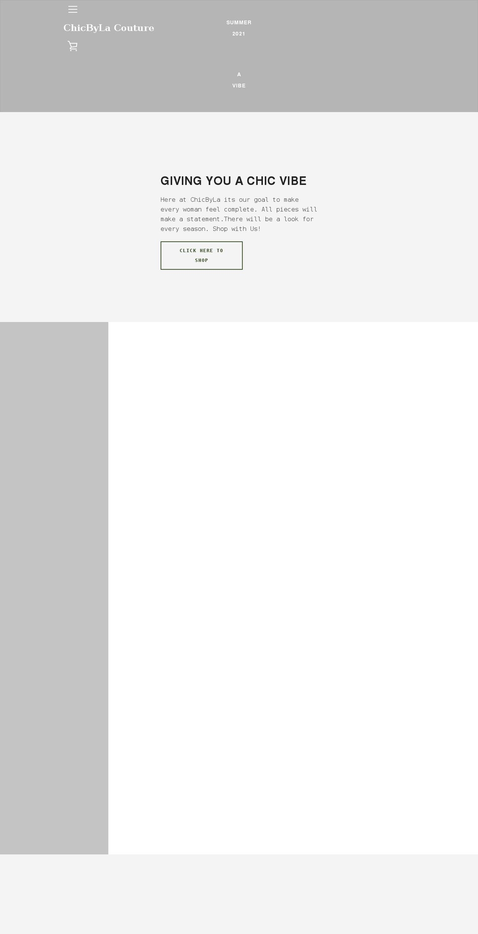 chicbylacouture.com shopify website screenshot