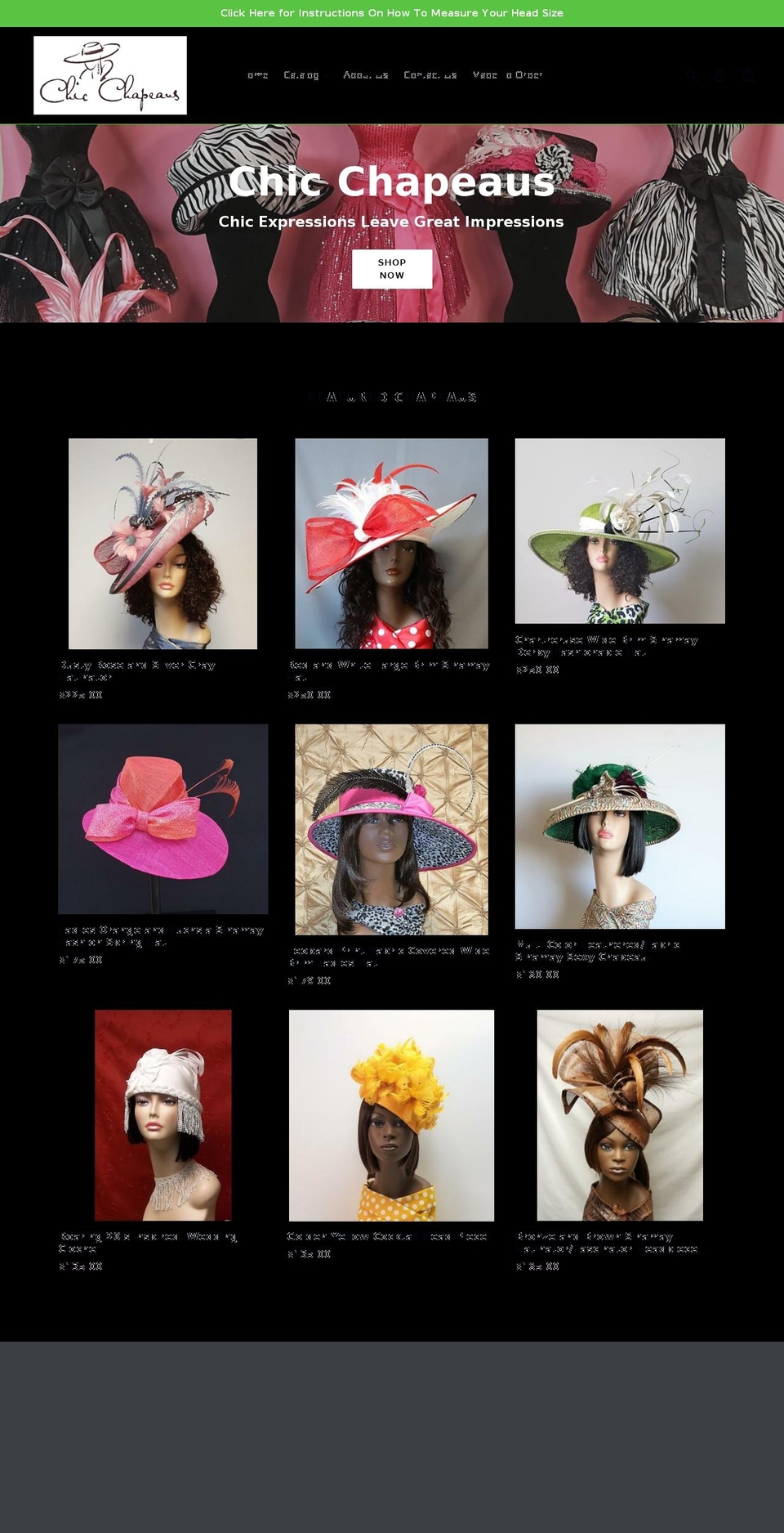 chicchapeaus.com shopify website screenshot