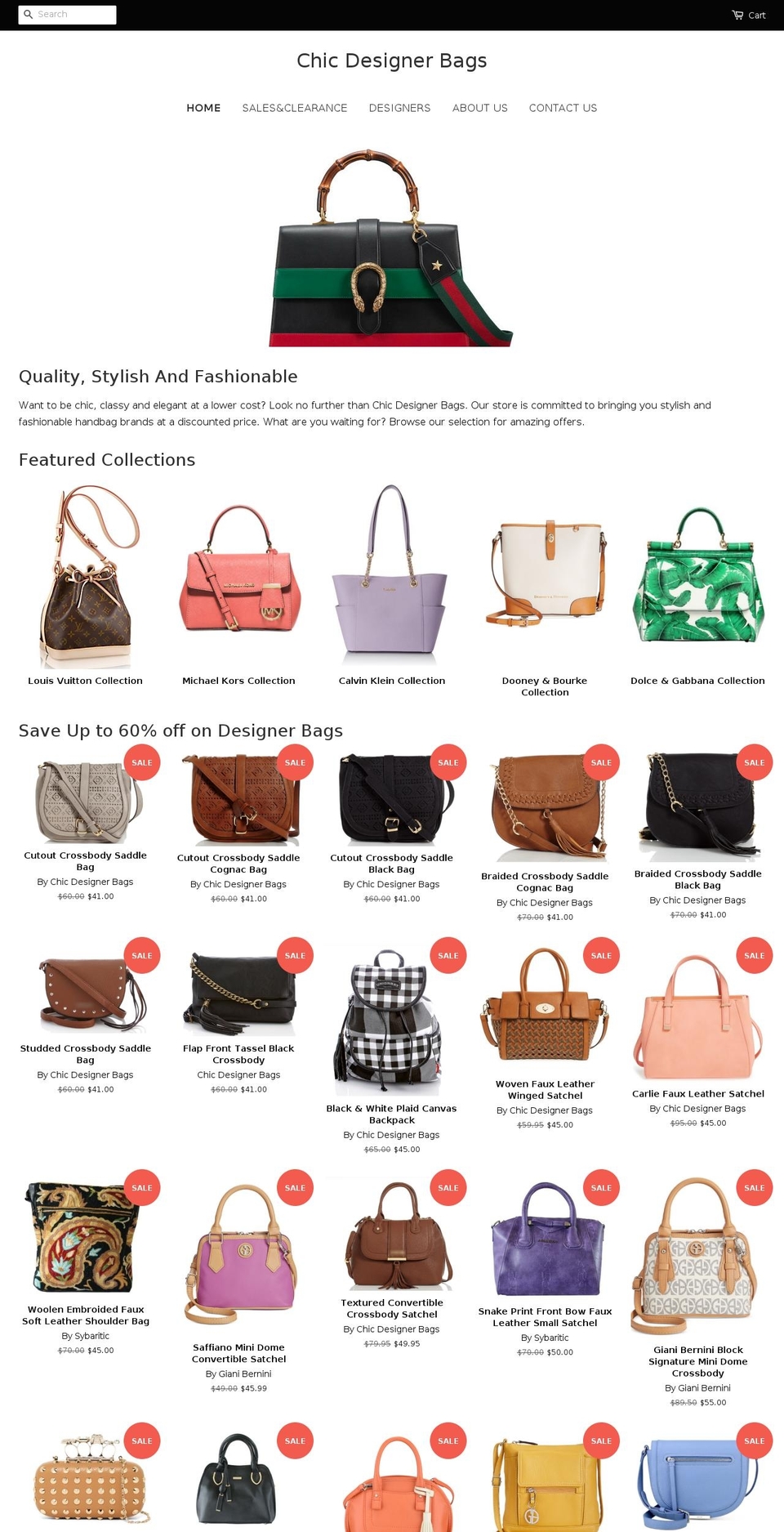 chicdesignerbags.com shopify website screenshot