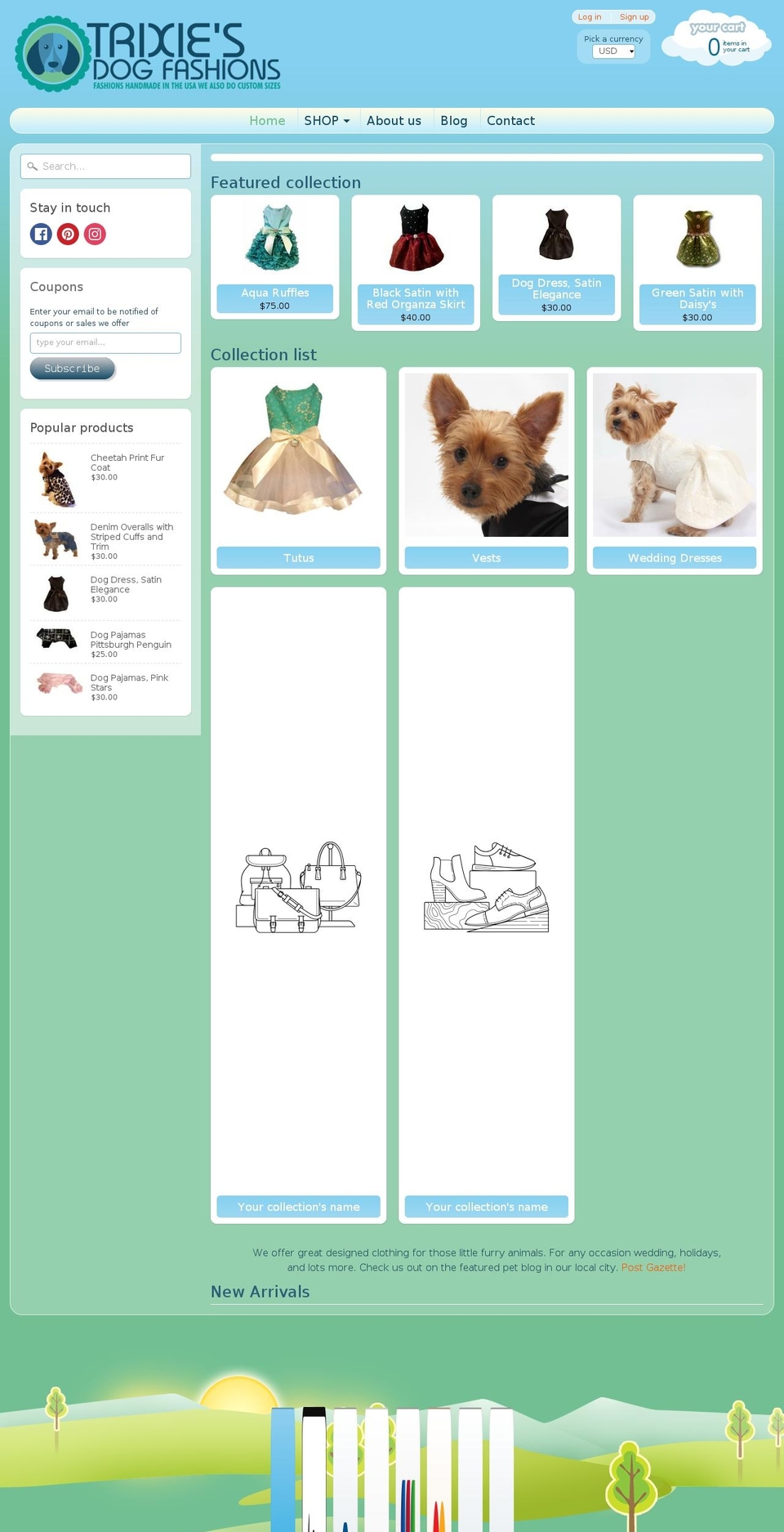 Trixie's Dog Fashions Shopify theme site example chicdoggieboutique.com