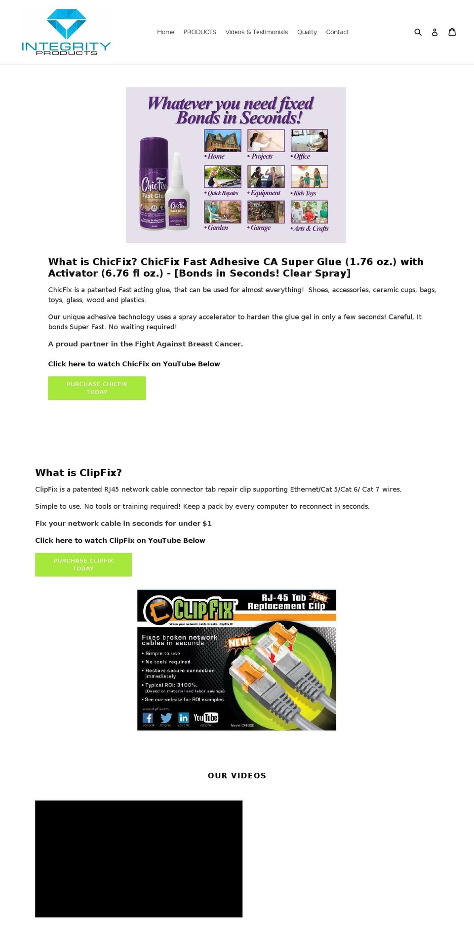 chicfixglue.com — Shopify storefront screenshot