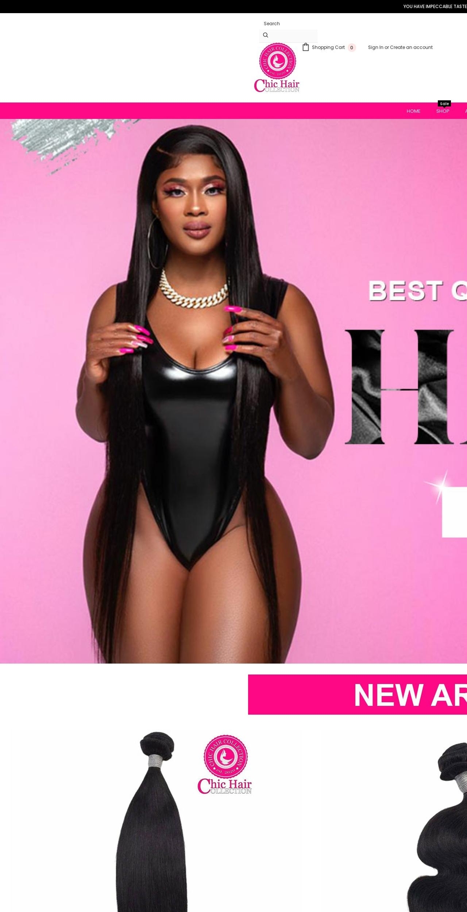 chichaircollection.com shopify website screenshot