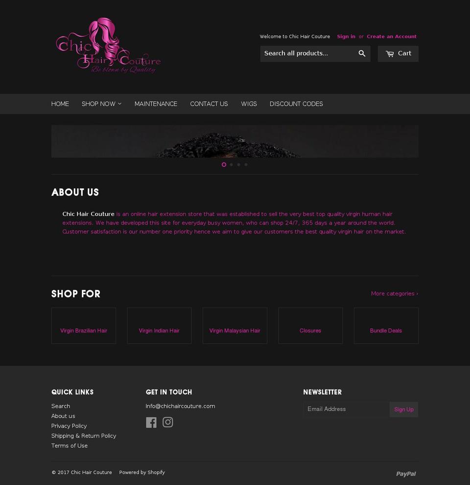 chichaircouture.com shopify website screenshot