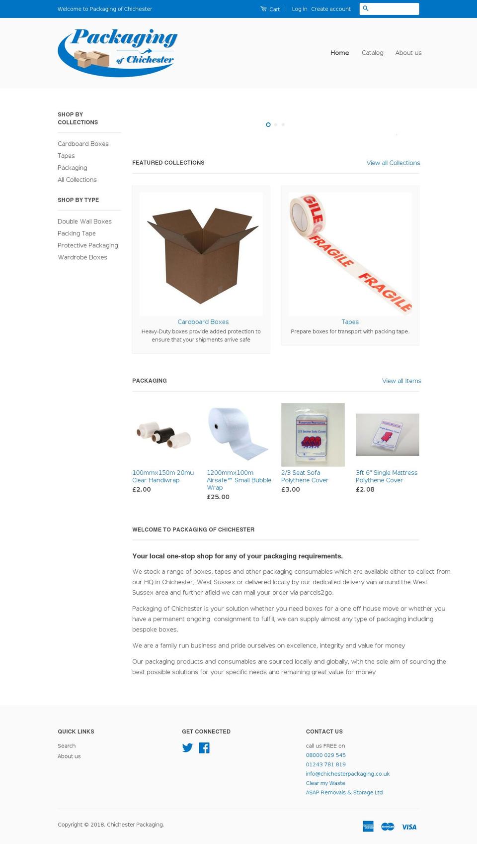 chichesterpackaging.co.uk shopify website screenshot