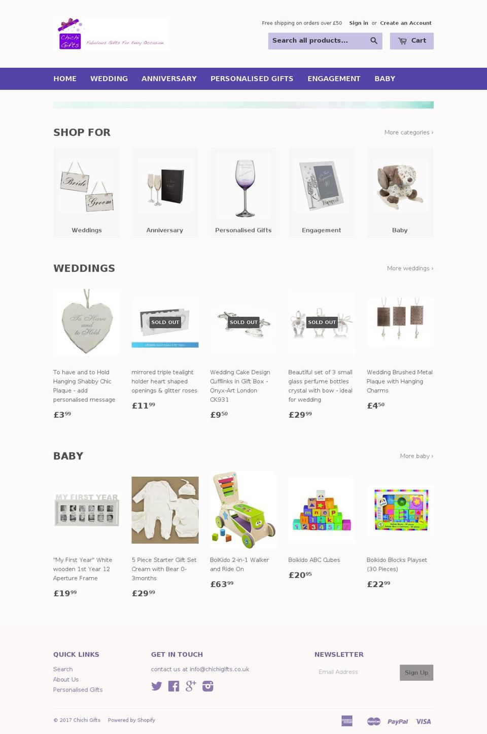 chichigifts.eu shopify website screenshot