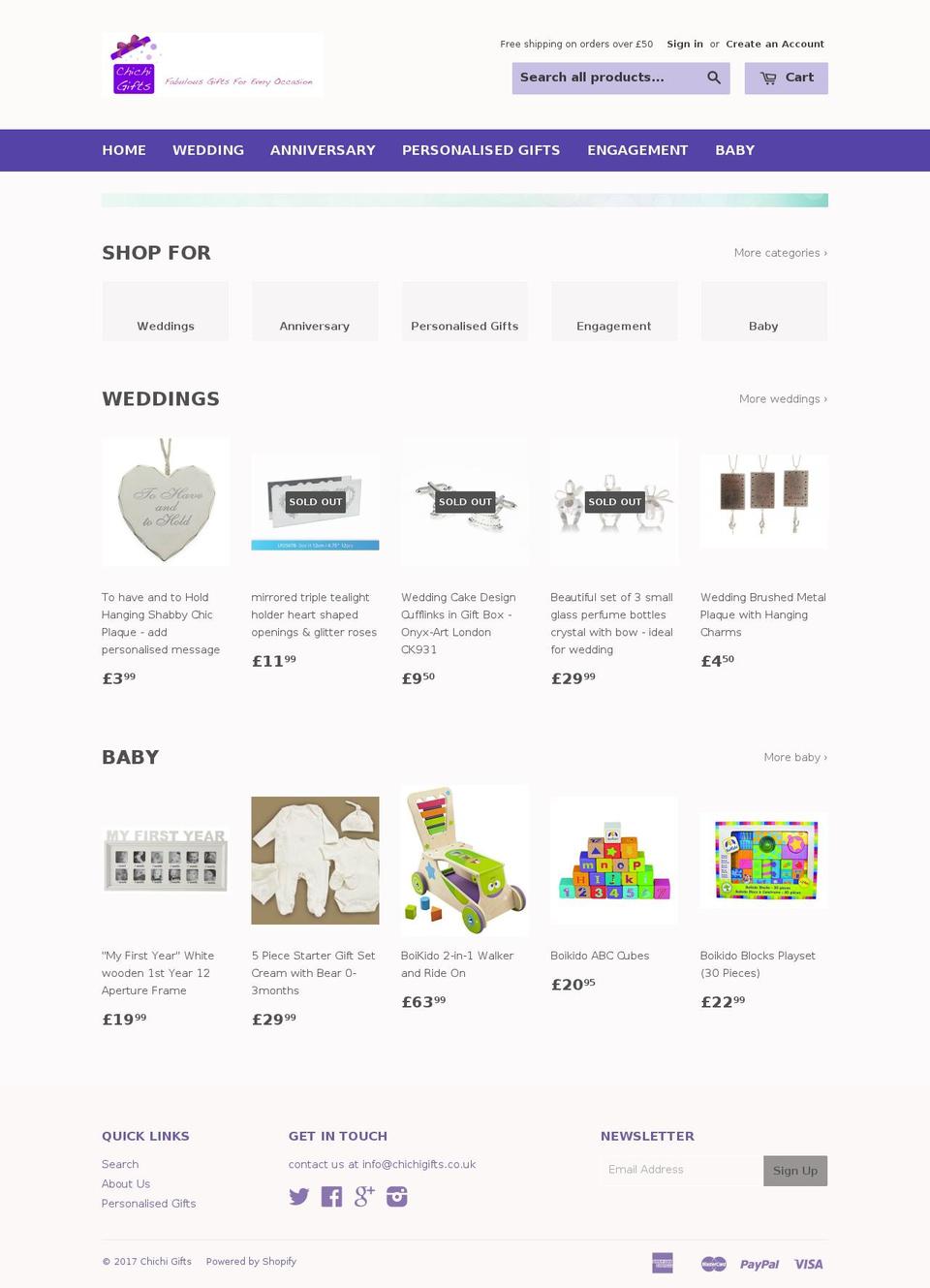 chichigifts.info shopify website screenshot