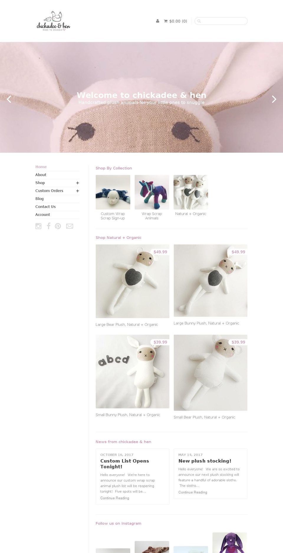 chickadeeandhen.com shopify website screenshot