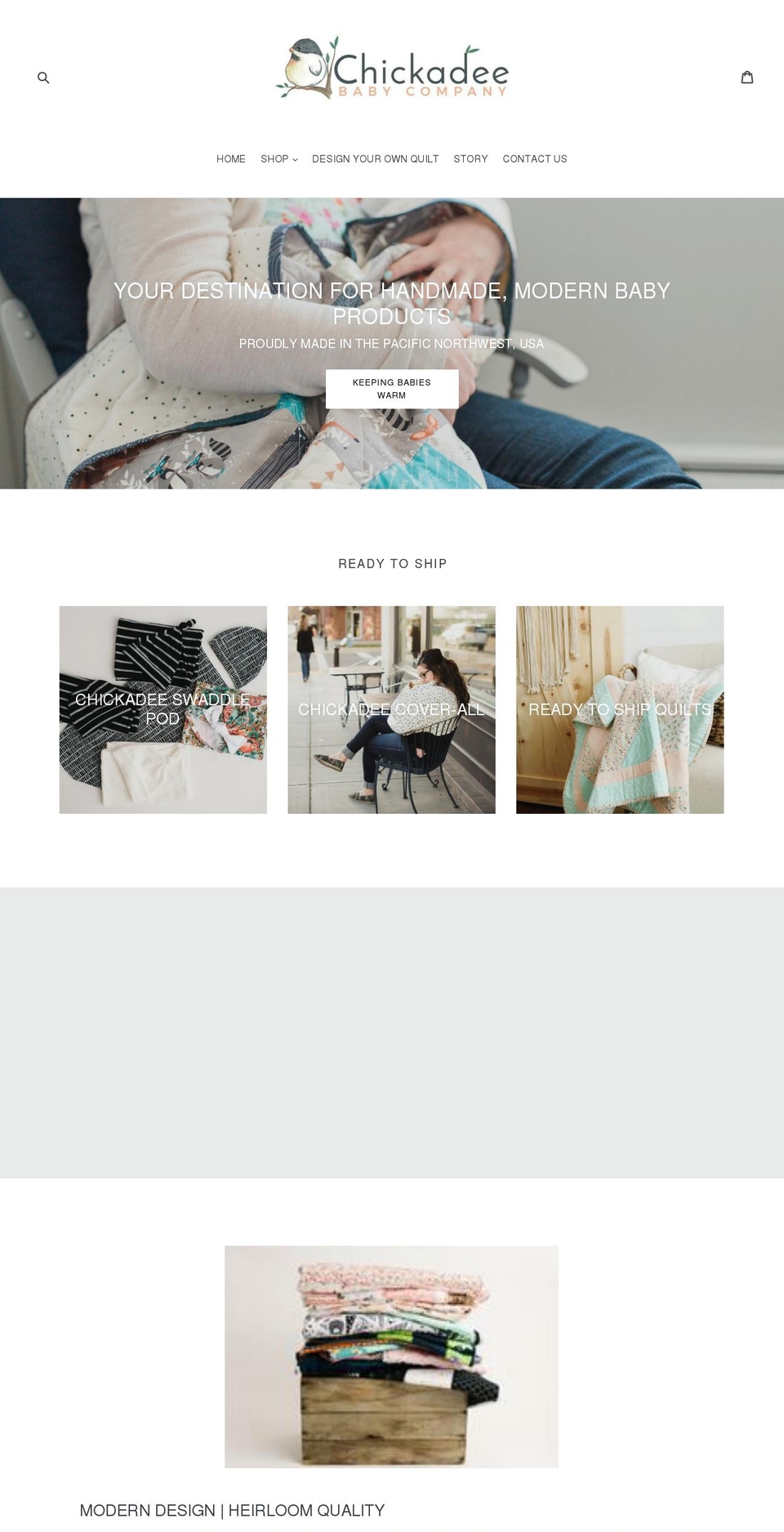 chickadeebabyco.com shopify website screenshot