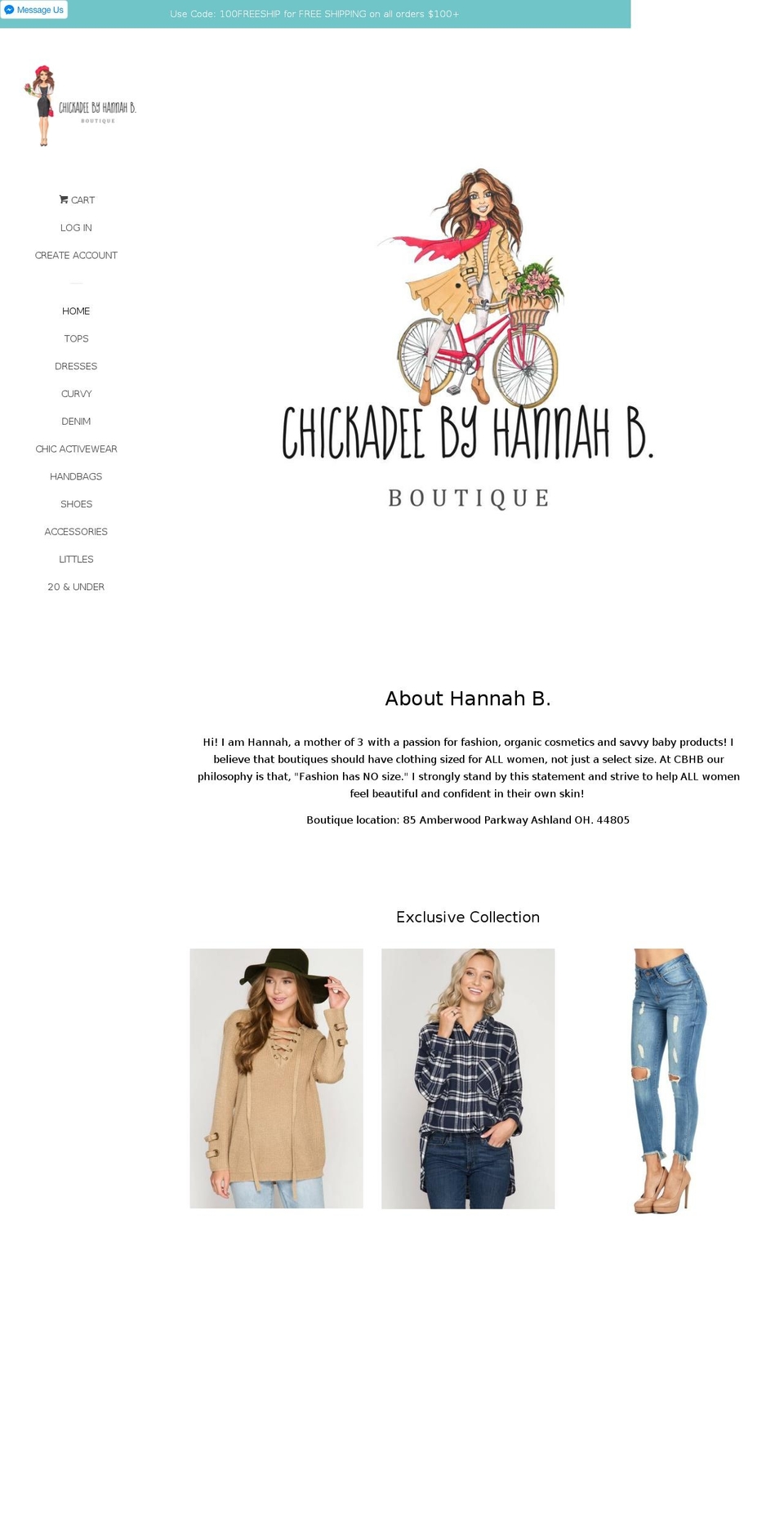 chickadeebyhannahb.biz shopify website screenshot