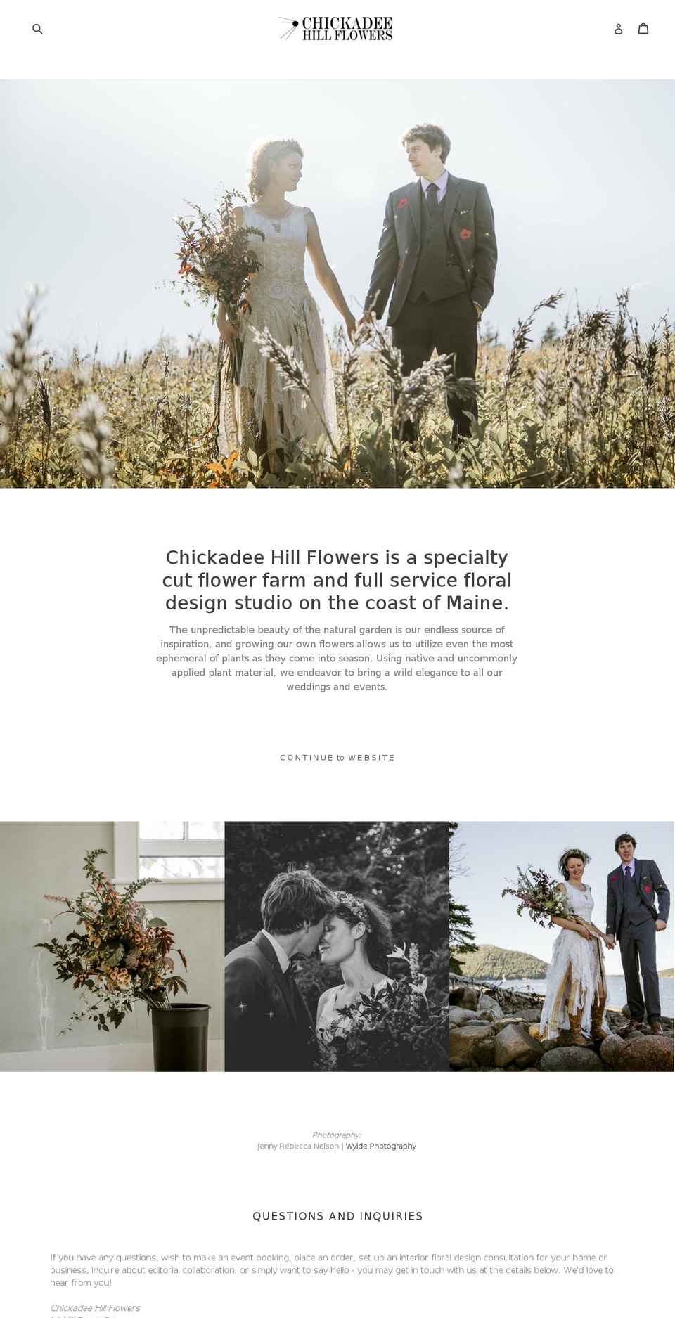 chickadeehillflowers.com — Shopify storefront screenshot
