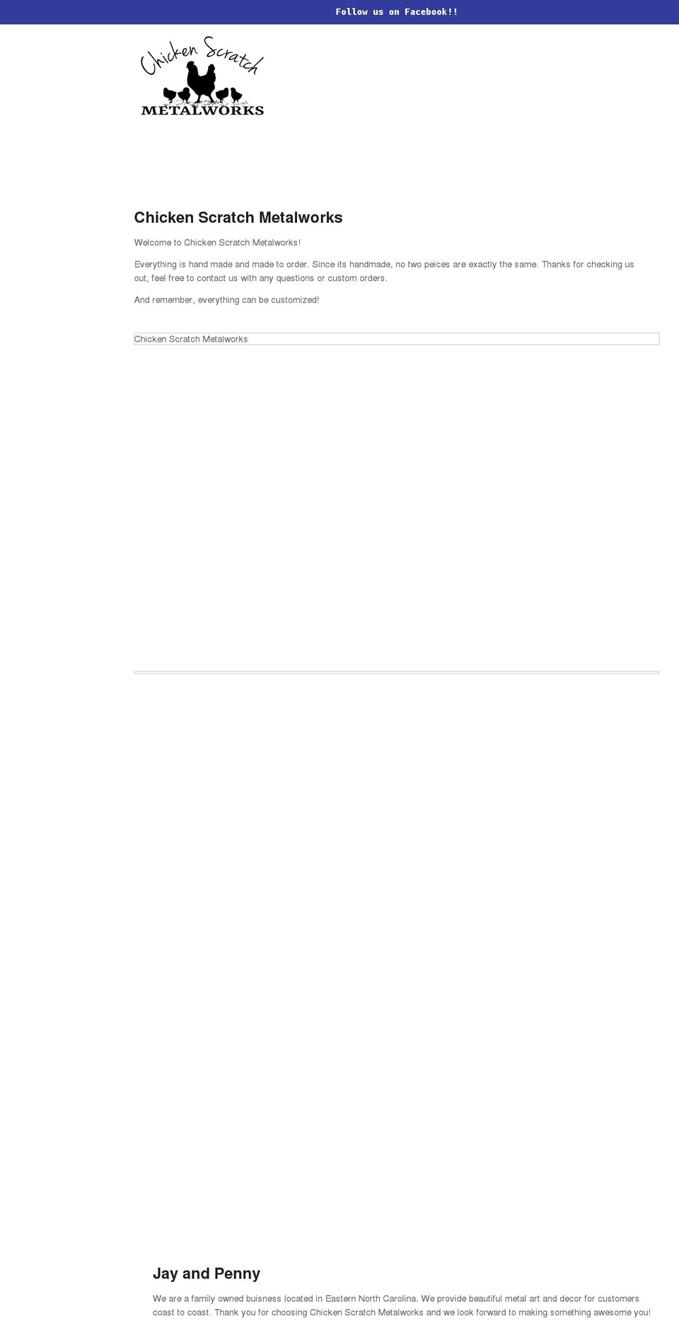 chickenscratchmetalworks.com shopify website screenshot