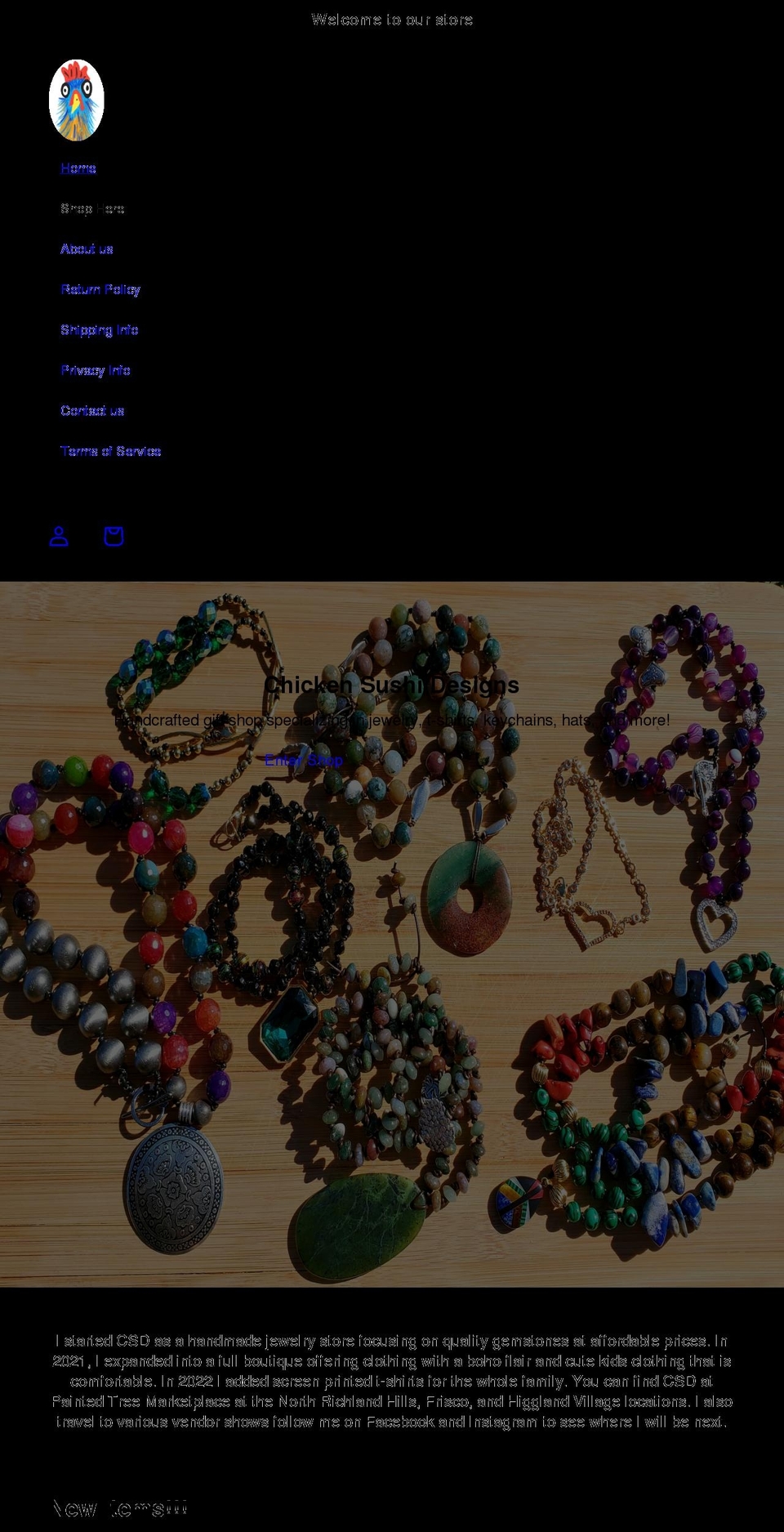 chickensushidesigns.com shopify website screenshot