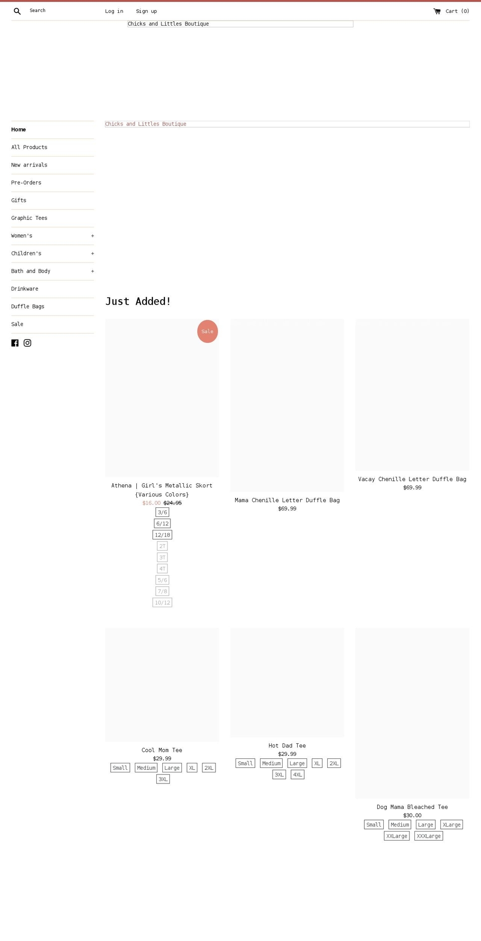 chicksandlittles.com shopify website screenshot