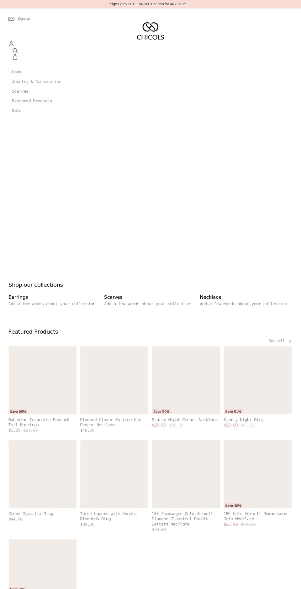 chicols.com shopify website screenshot
