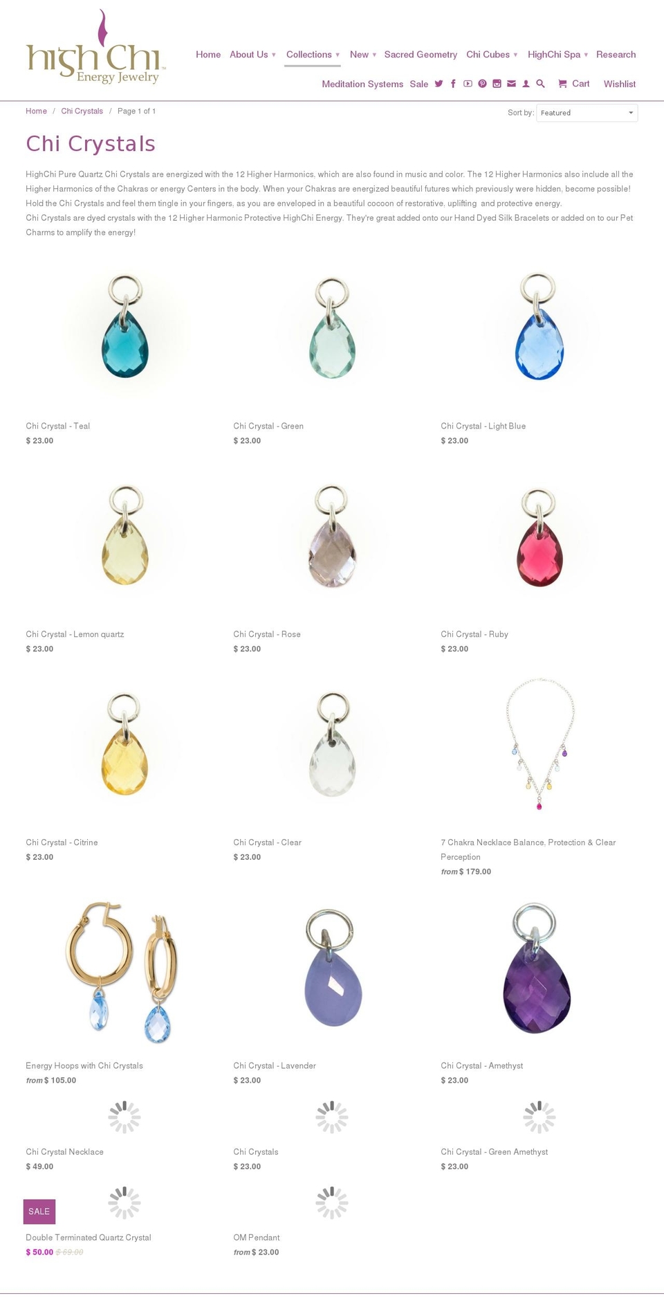 chicrystals.com — Shopify storefront screenshot