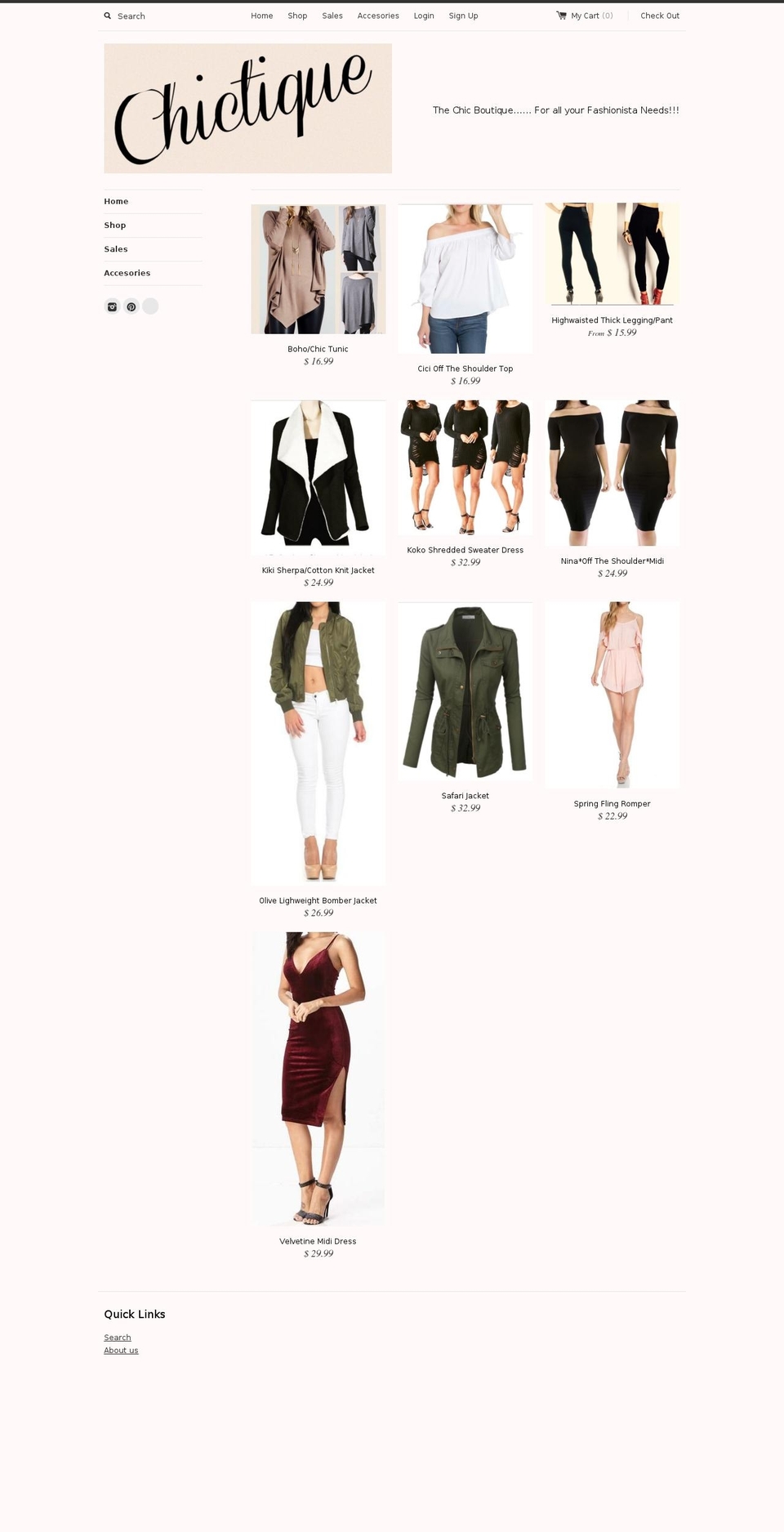 chictiqueboutique.com shopify website screenshot