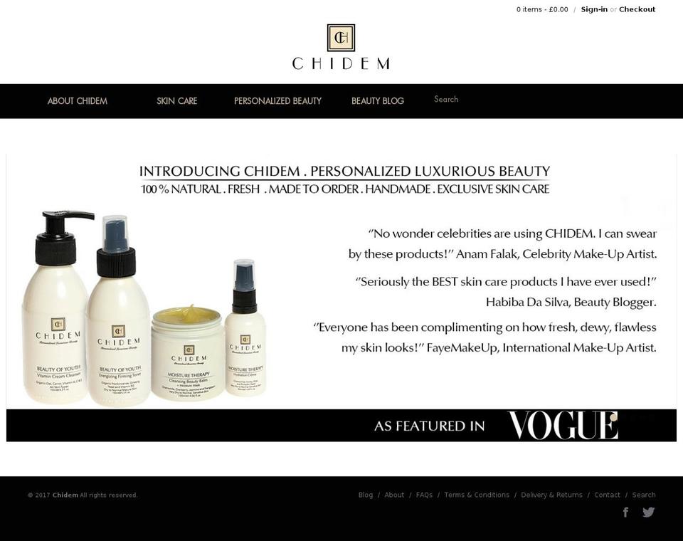 chidembeauty.com shopify website screenshot