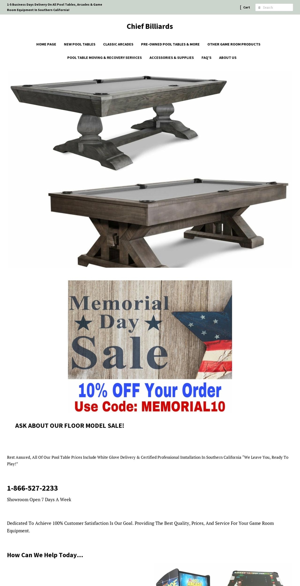 chiefbilliards.com shopify website screenshot