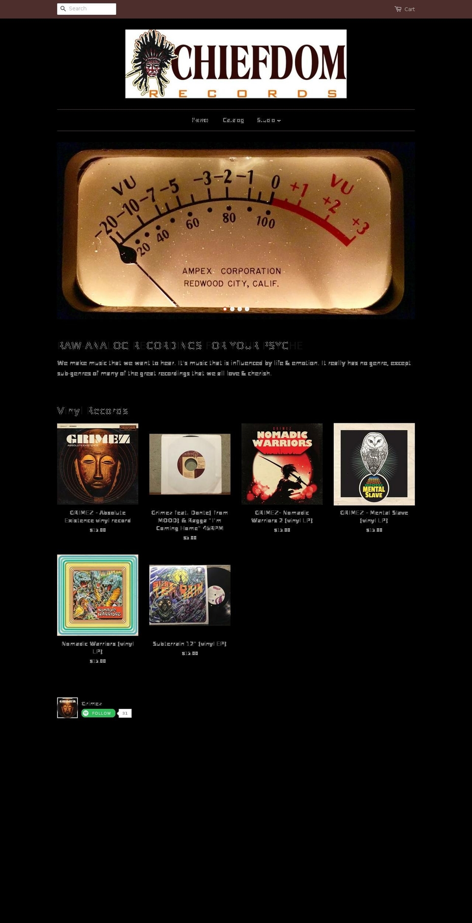 chiefdomrecords.com — Shopify storefront screenshot