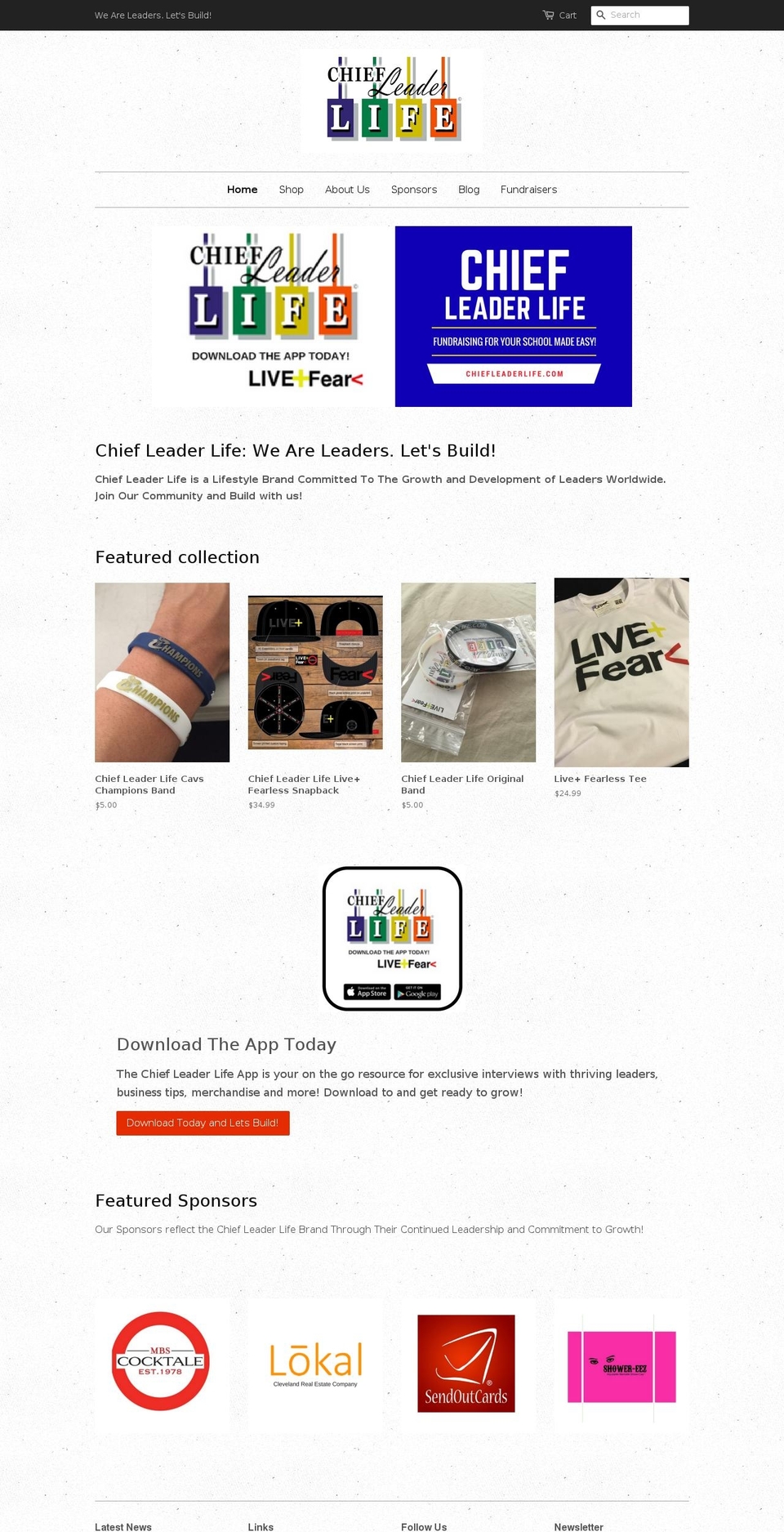 chiefleaderlife.com shopify website screenshot