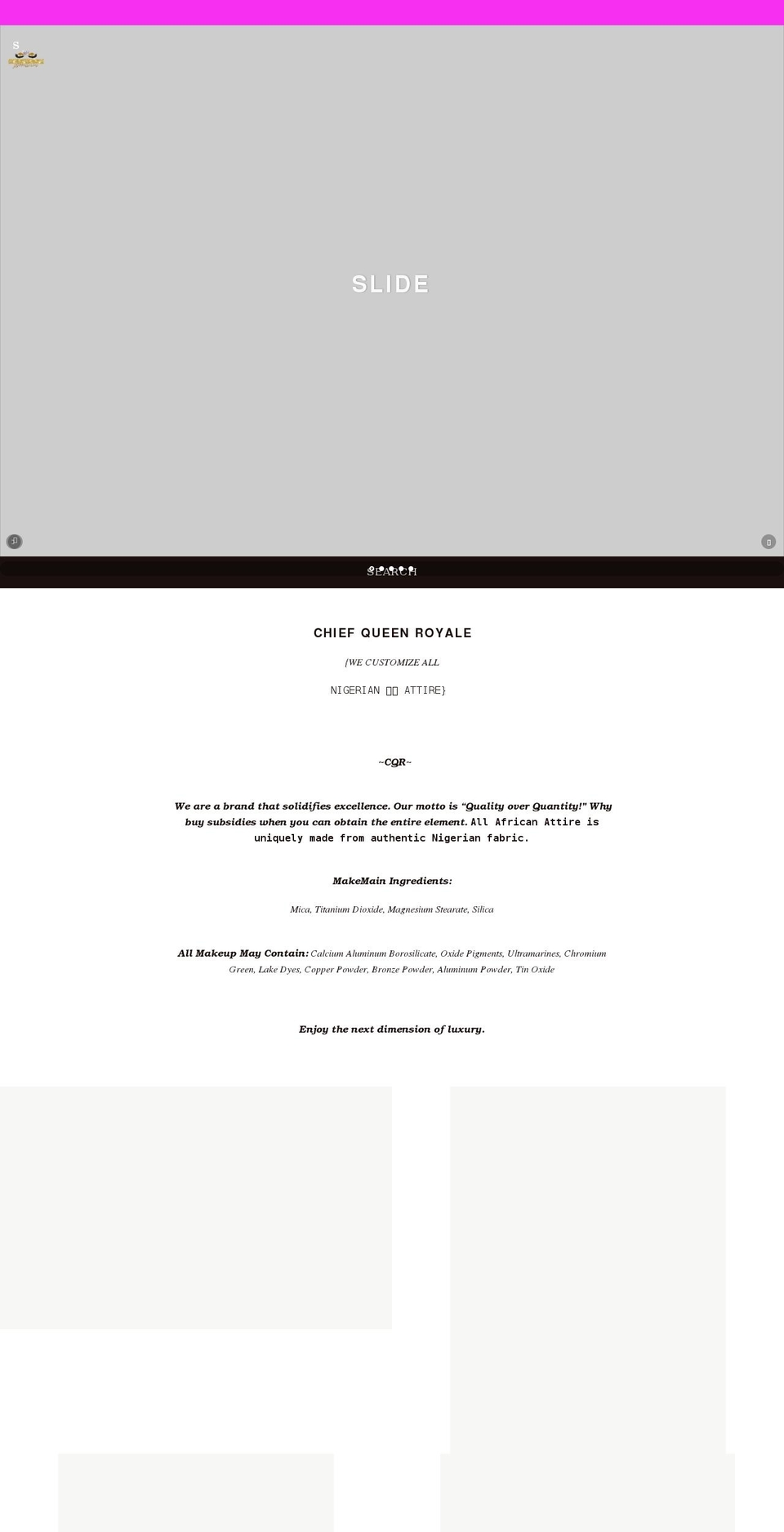 chiefqueenroyale.com shopify website screenshot