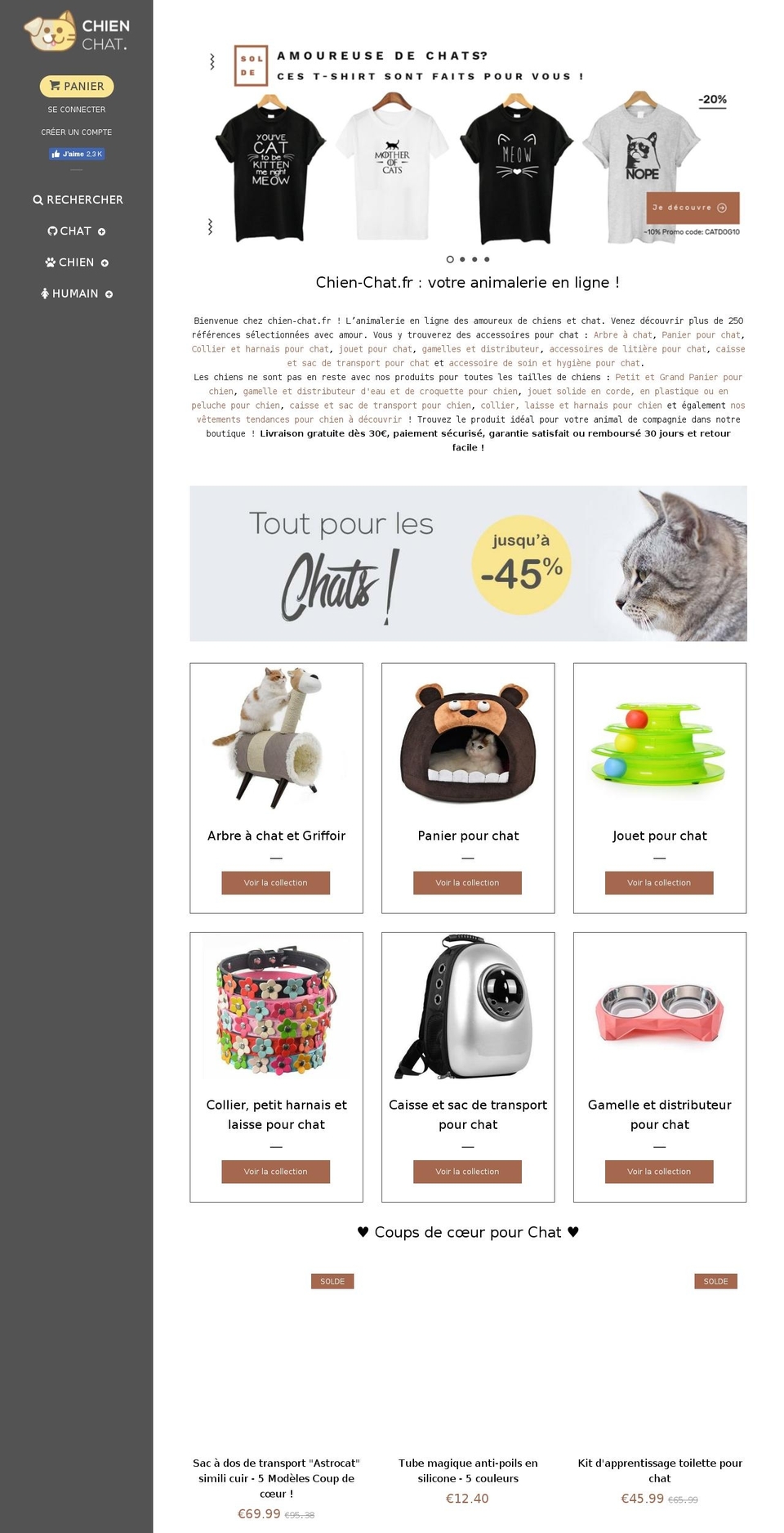 chien-chat.fr shopify website screenshot