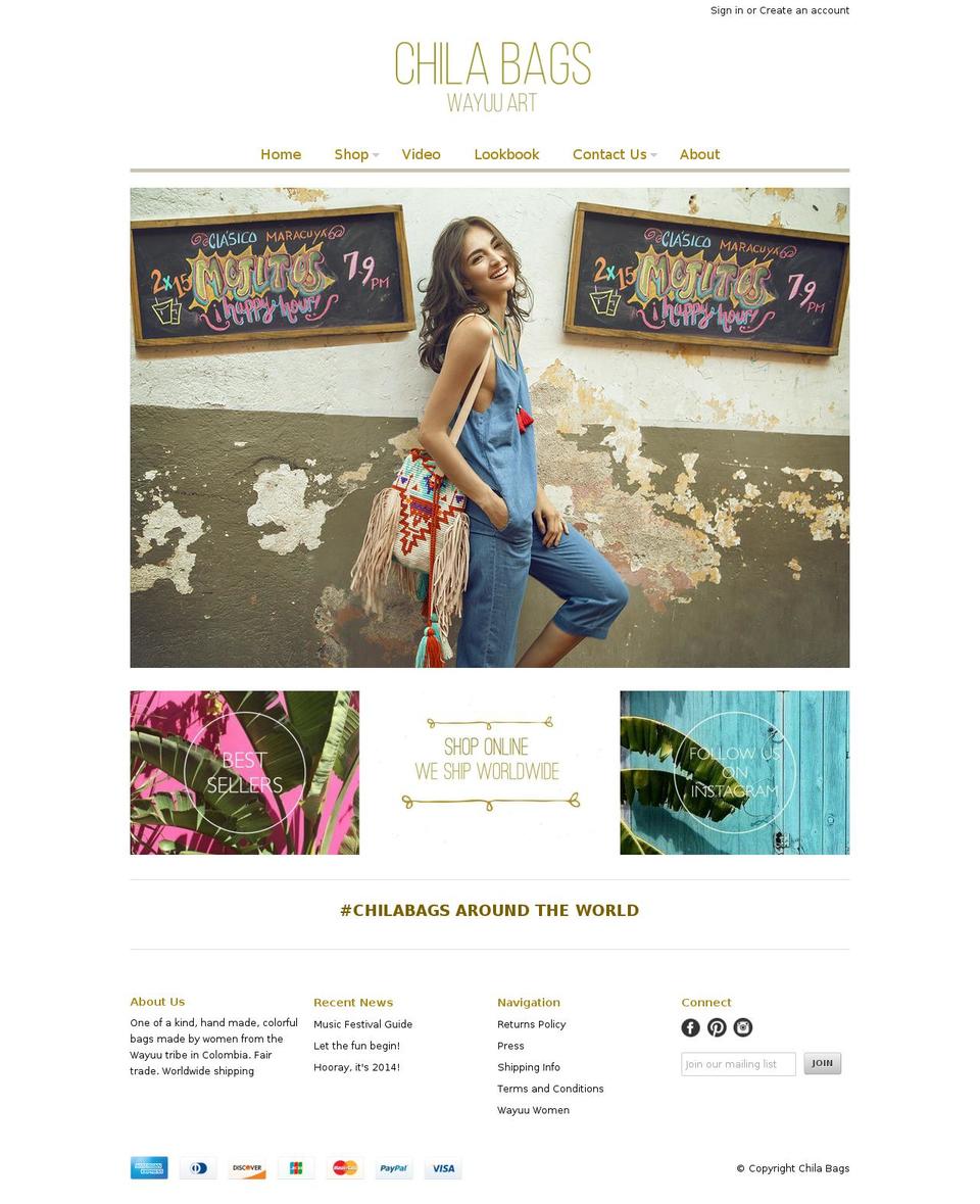 chilabags.com shopify website screenshot