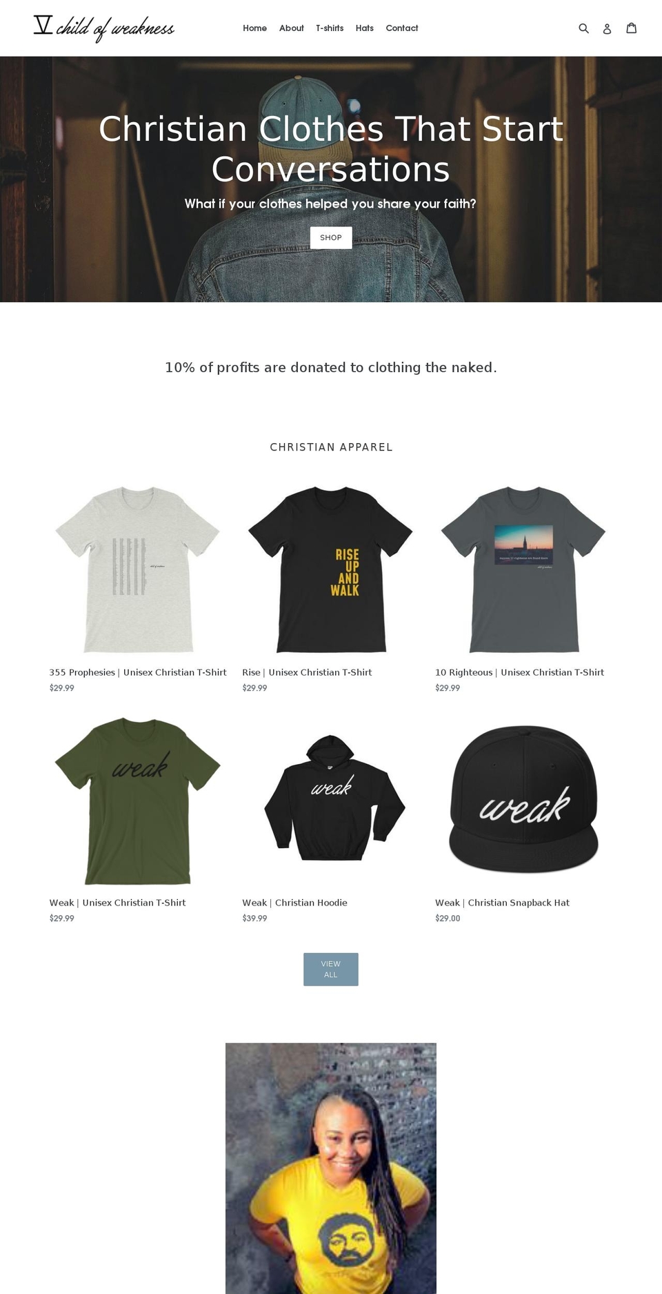 childofweakness.com — Shopify storefront screenshot