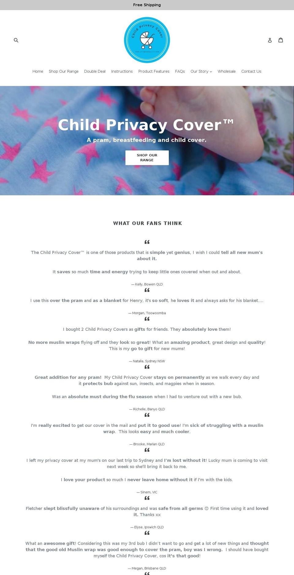 childprivacycover.com — Shopify storefront screenshot