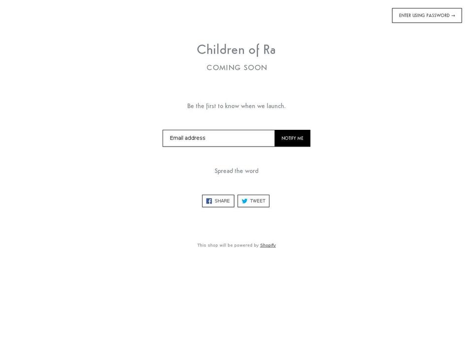 childrenofra.com shopify website screenshot