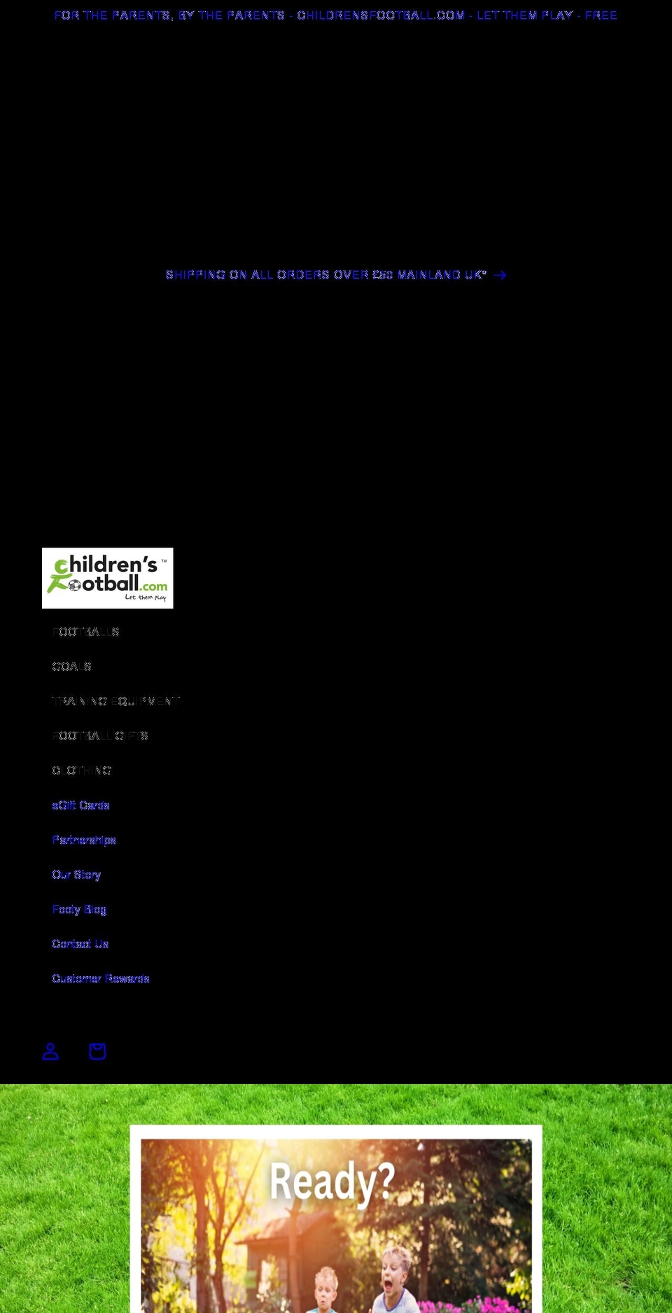 childrensfootball.com shopify website screenshot