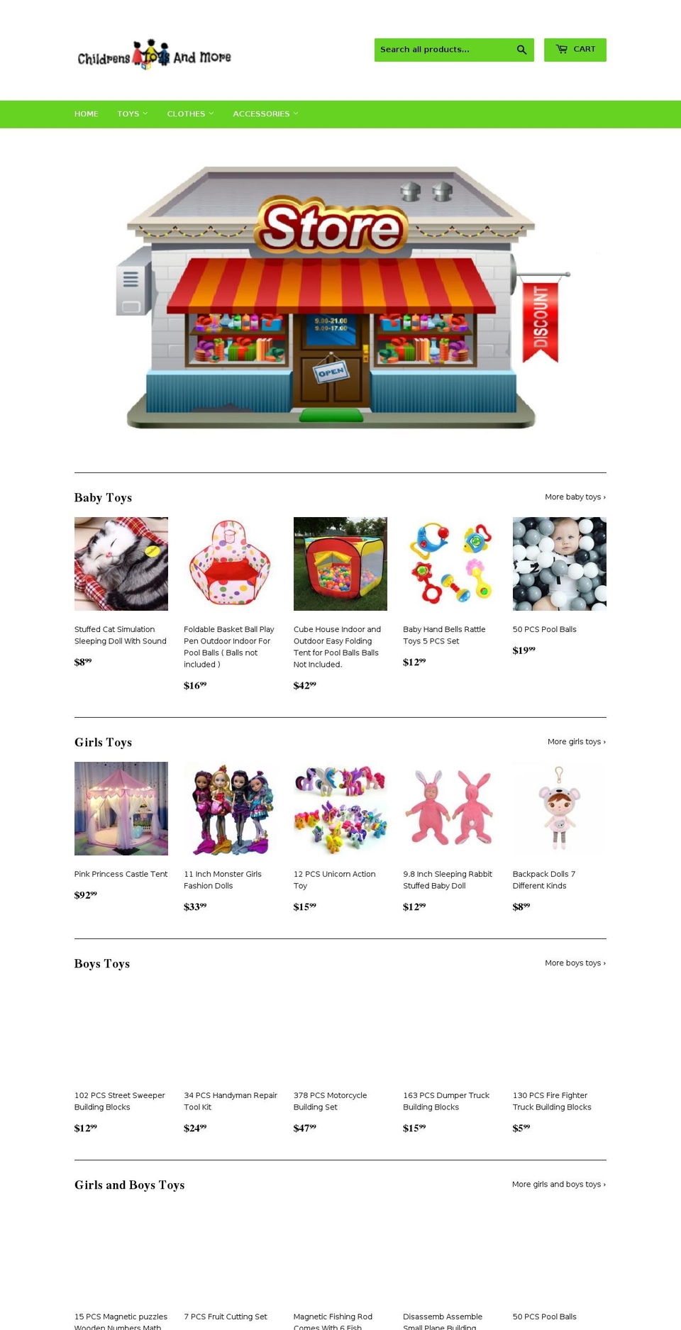 childrenstoysandmore.com — Shopify storefront screenshot