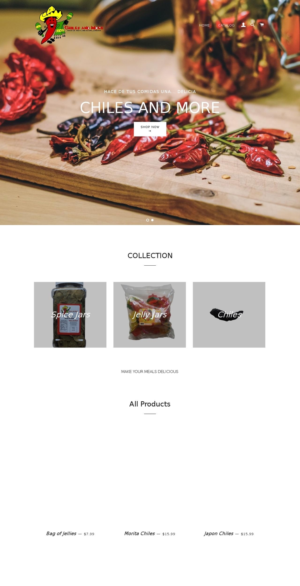 chilesandmore.com — Shopify storefront screenshot