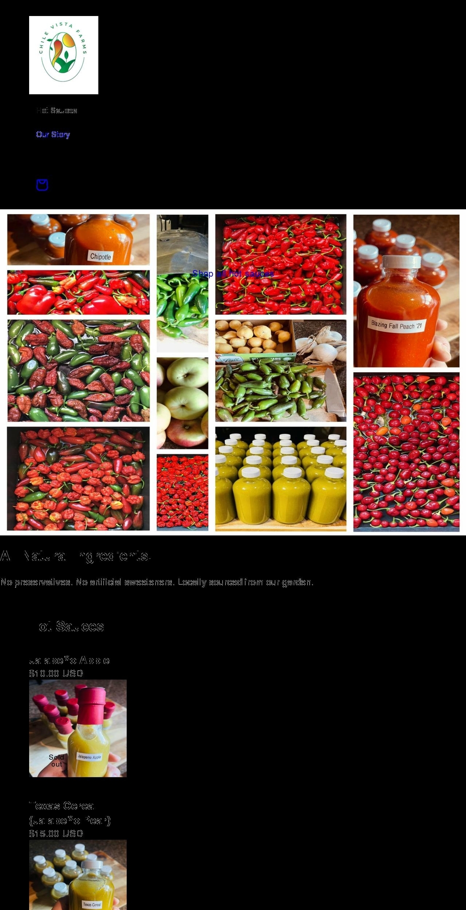 chilevistafarms.com shopify website screenshot