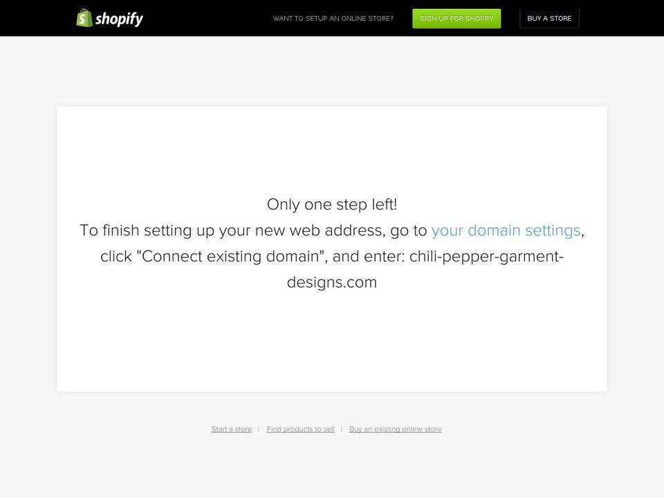 chili-pepper-garment-designs.com shopify website screenshot