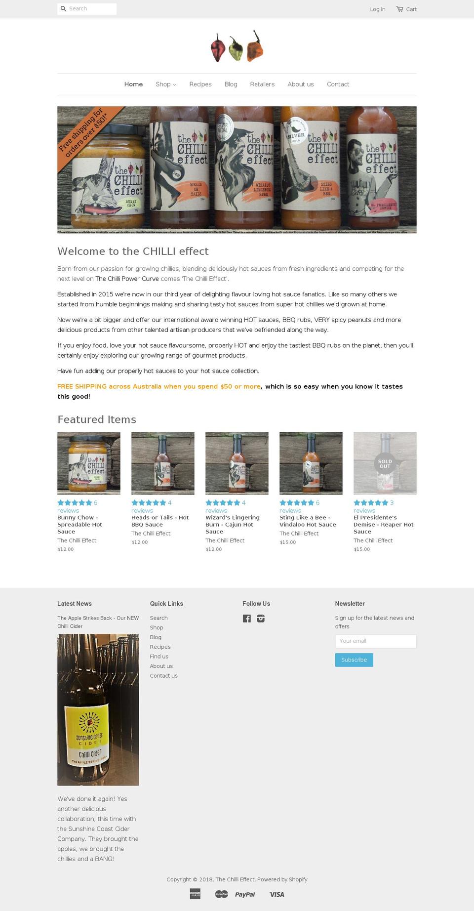 chilieffect.com — Shopify storefront screenshot