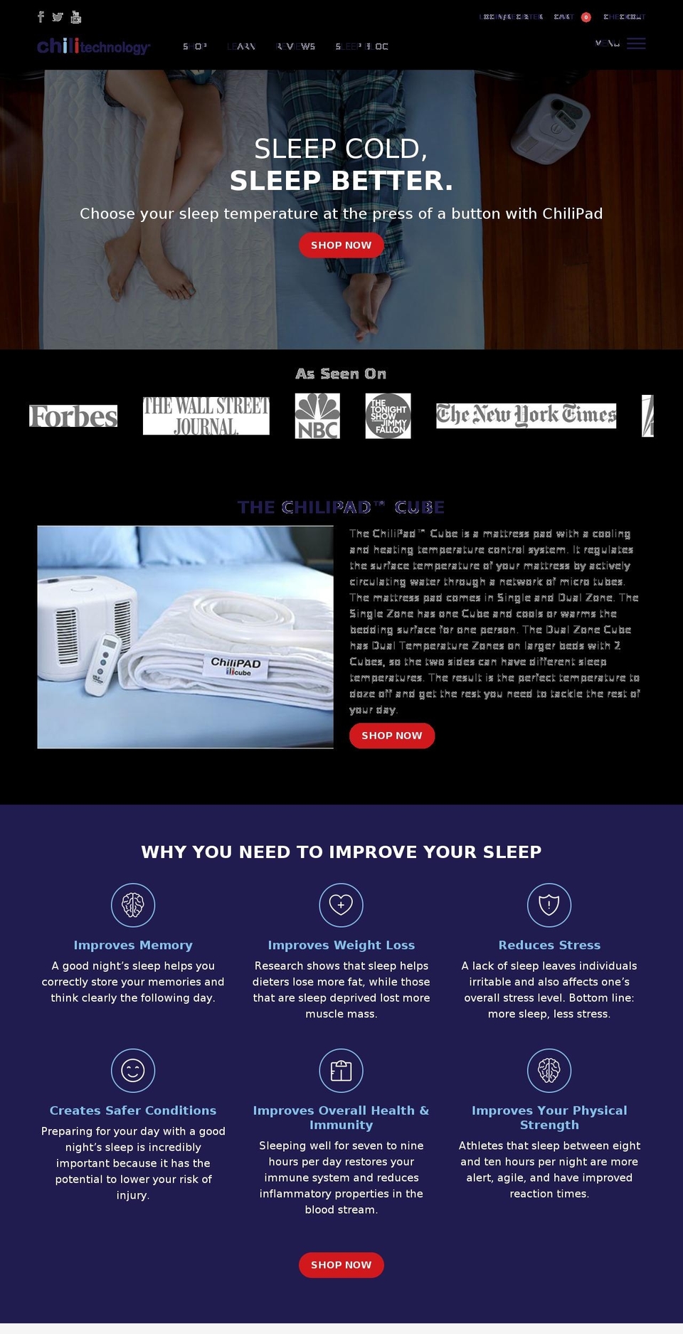 chilisleep.com shopify website screenshot