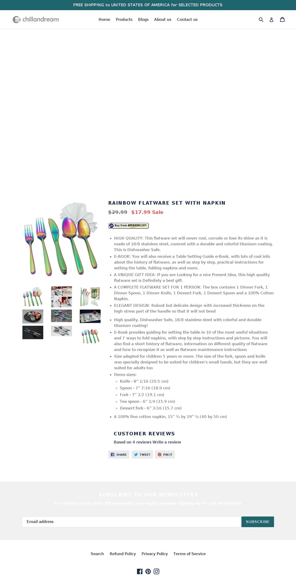 chillanddream.com — Shopify storefront screenshot