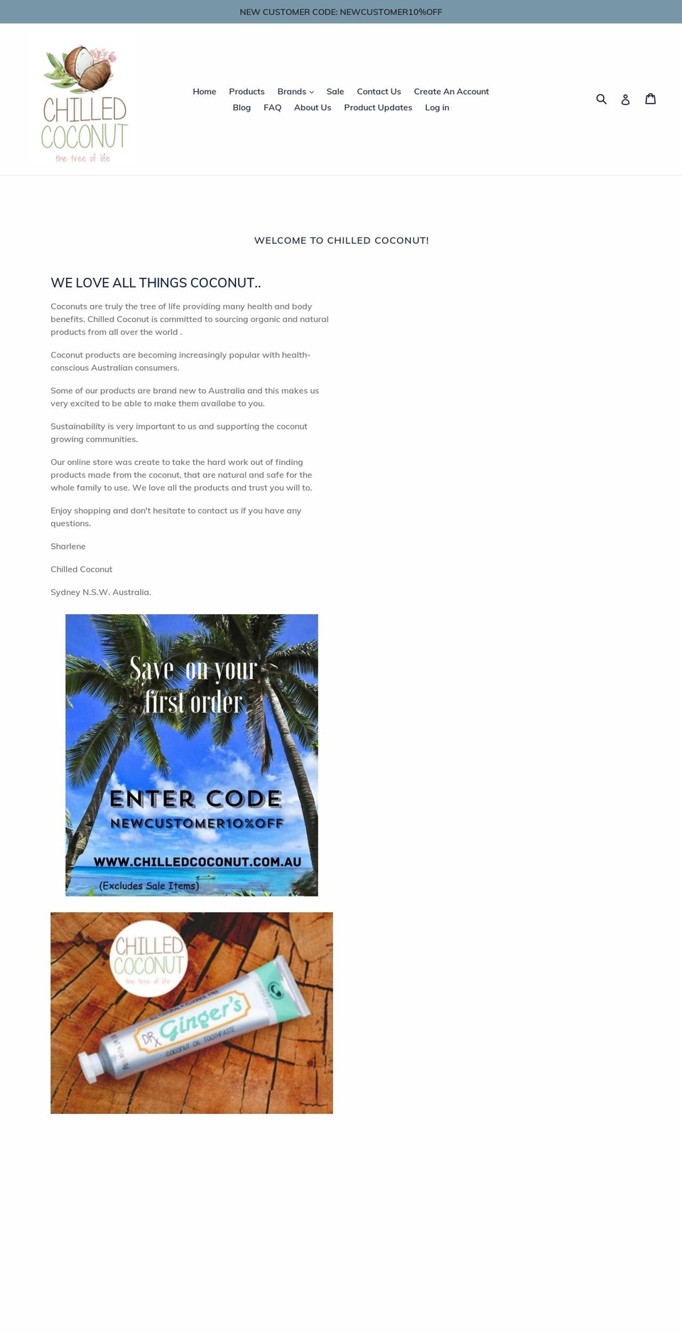 chilledcoconut.com.au shopify website screenshot
