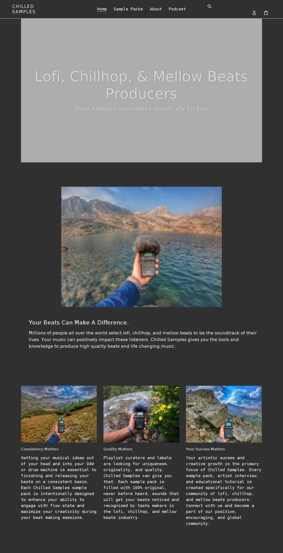 chilledsamples.com shopify website screenshot