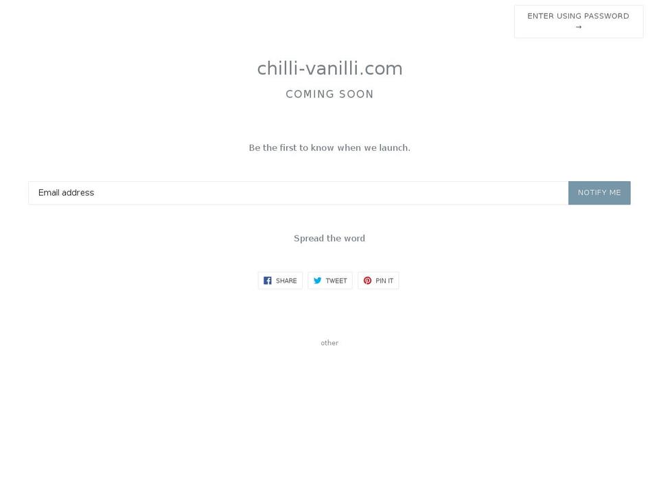 chilli-vanilli.com — Shopify storefront screenshot