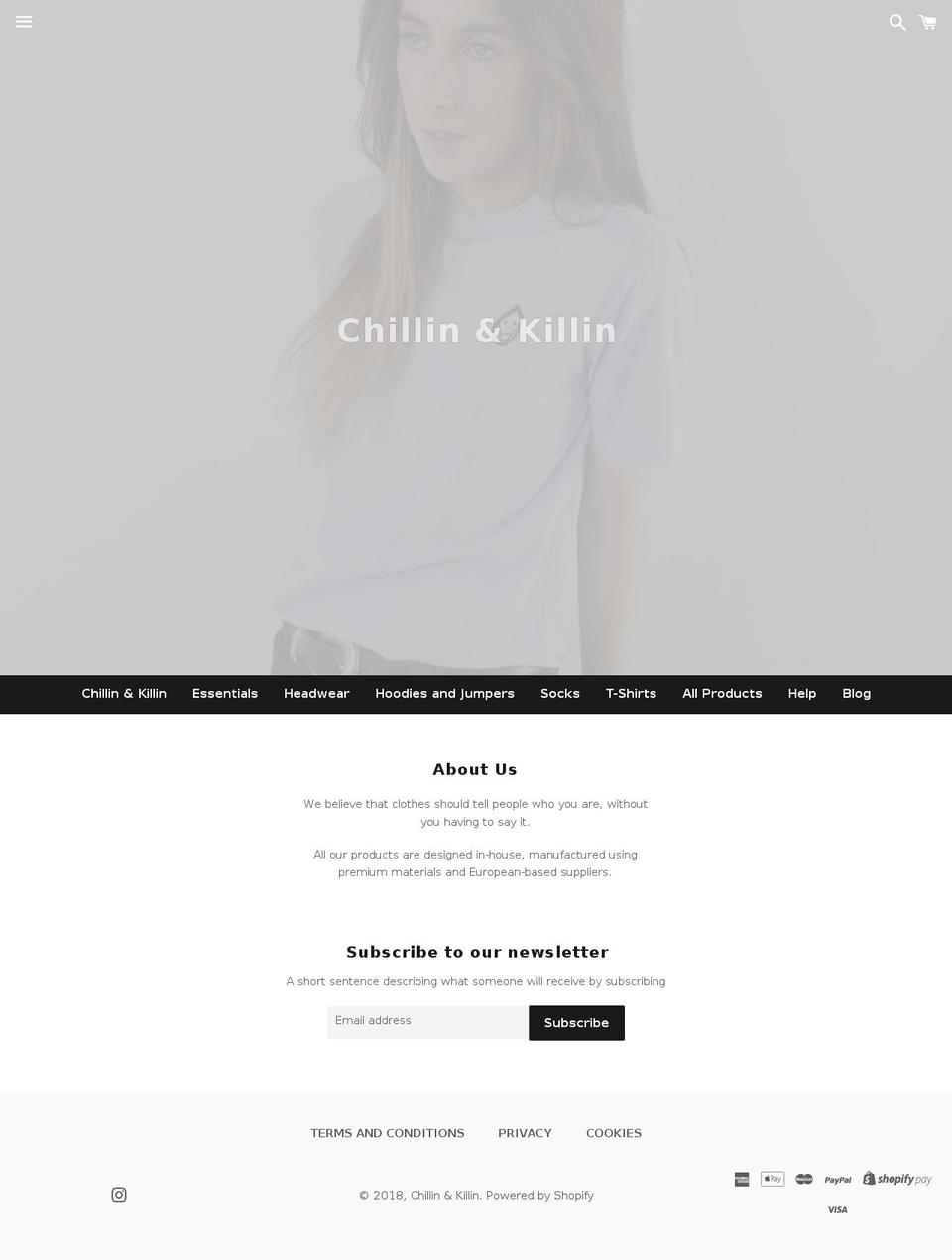 chillinandkillin.com shopify website screenshot