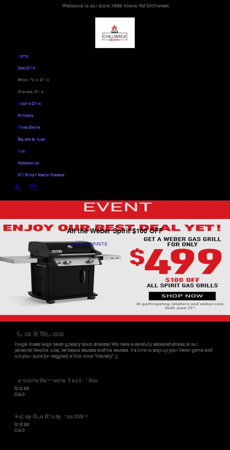 chilliwackbbq.com shopify website screenshot