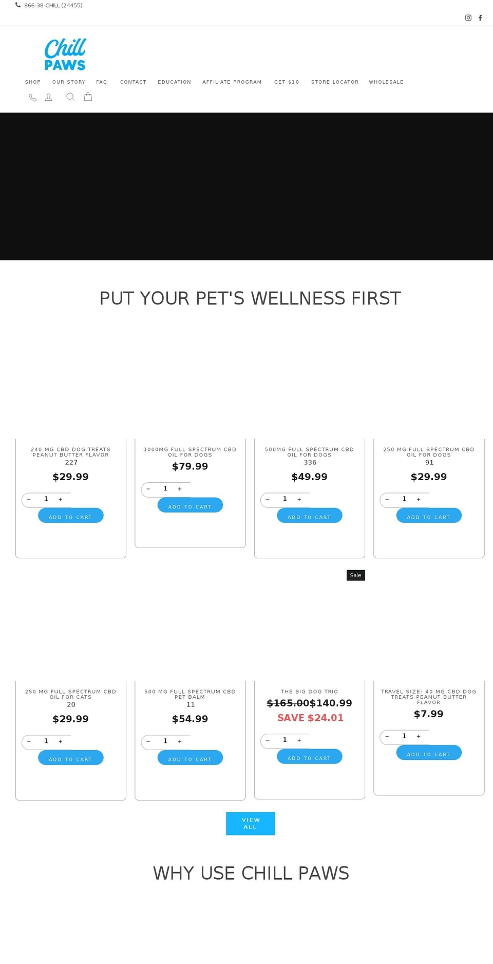chillpaws.com shopify website screenshot