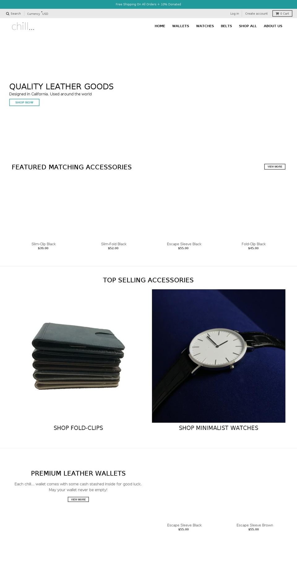 chillwallets.com — Shopify storefront screenshot