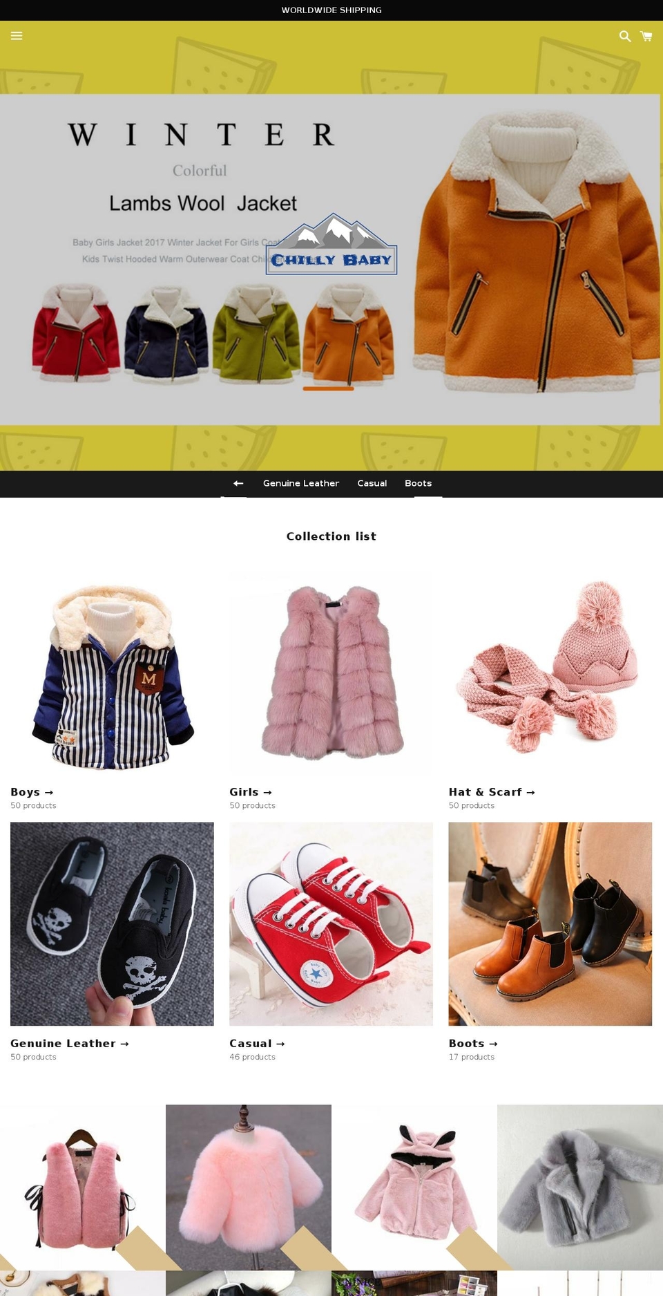 chillybaby.com — Shopify storefront screenshot