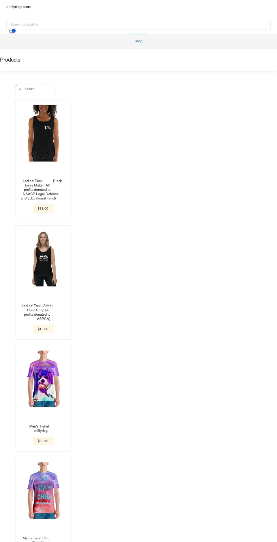 chillydogstore.com — Shopify storefront screenshot