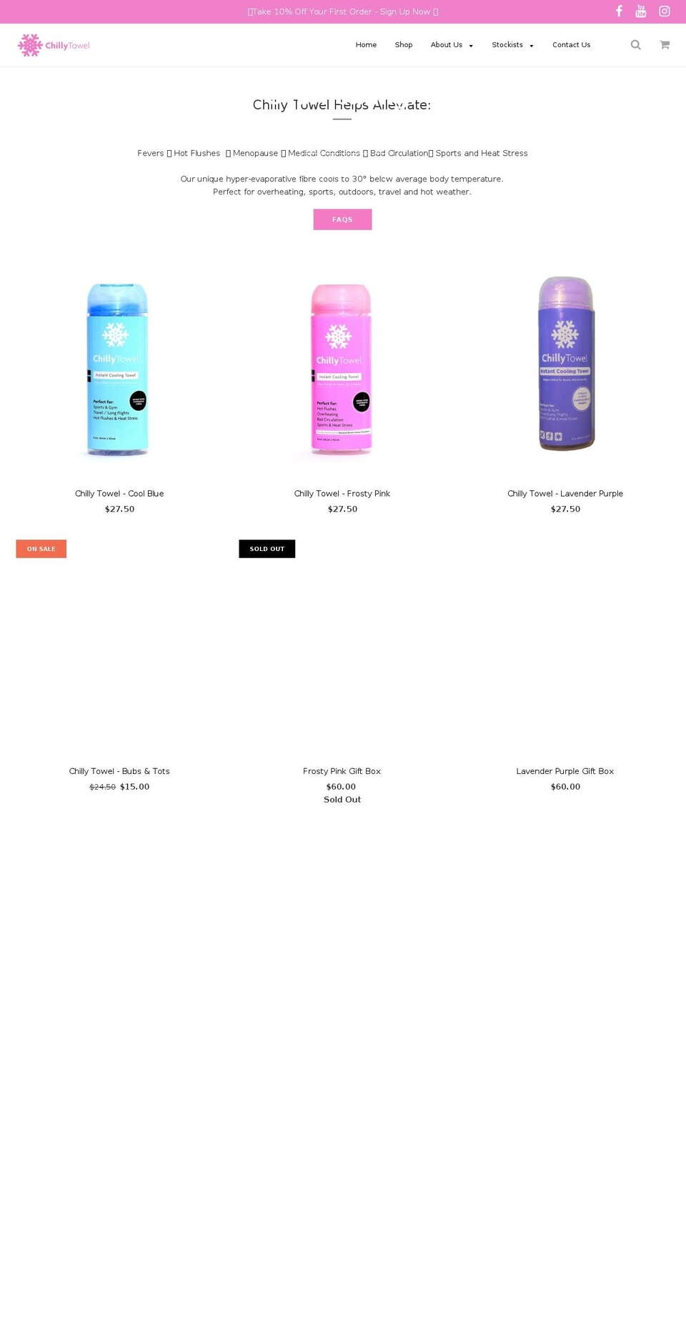 chillytowel.com.au shopify website screenshot