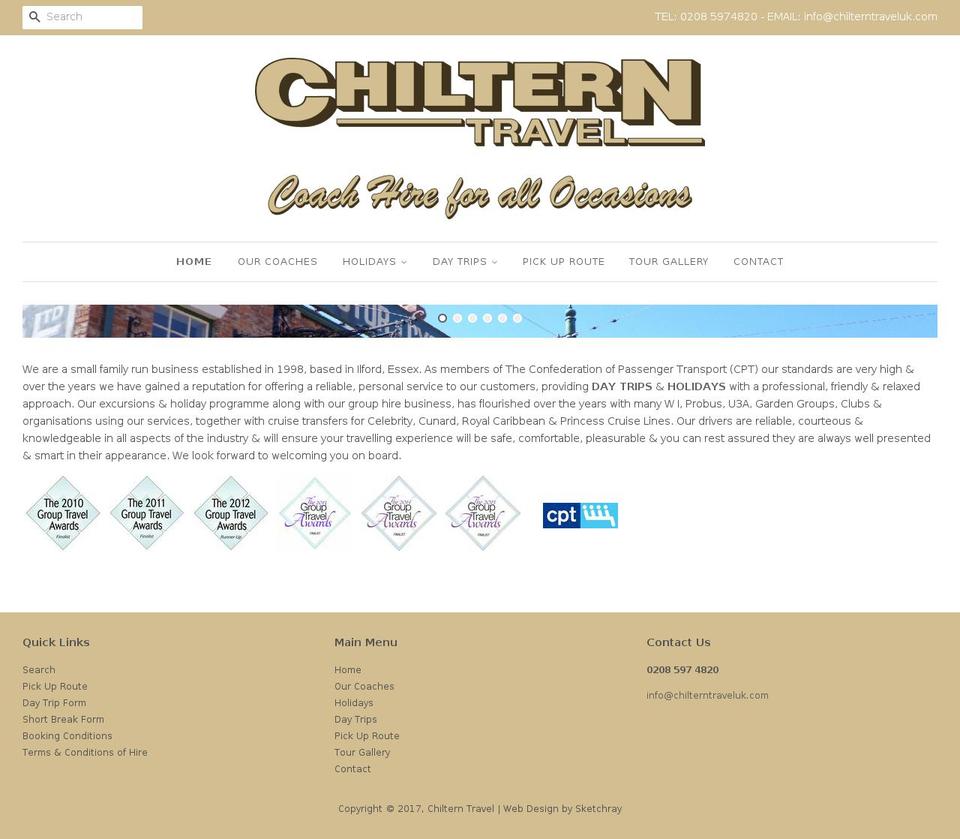 chilterntraveluk.com shopify website screenshot