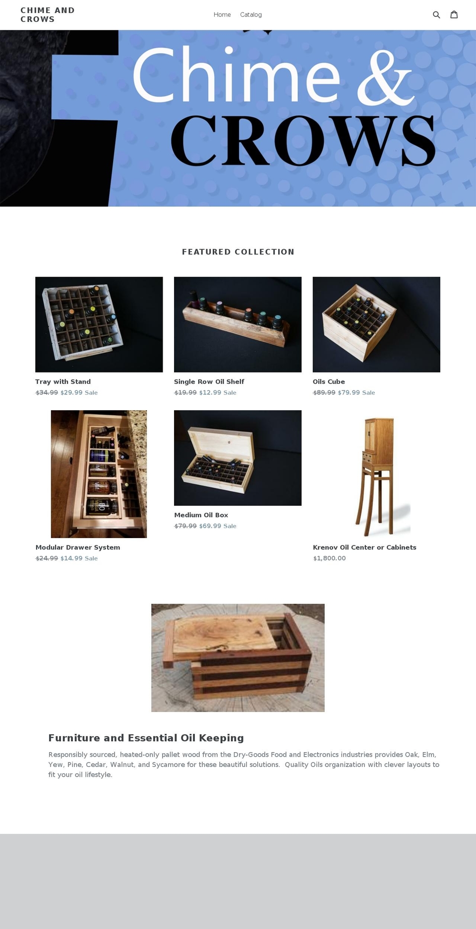 chimeandcrows.com — Shopify storefront screenshot